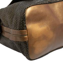 Pre Owned Chloe Black/Gold Textured Leather Side Zipped Satchel