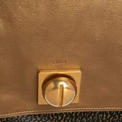 Pre Owned Chloe Black/Gold Textured Leather Side Zipped Satchel