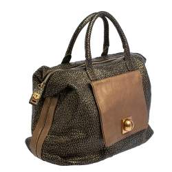 Pre Owned Chloe Black/Gold Textured Leather Side Zipped Satchel