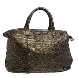 Pre Owned Chloe Black/Gold Textured Leather Side Zipped Satchel