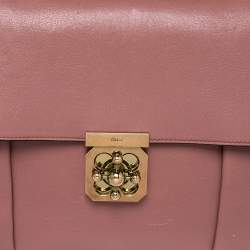 Pre Owned Chloe Old Rose Pink Leather Large Elsie Shoulder Bag