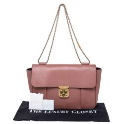 Pre Owned Chloe Old Rose Pink Leather Large Elsie Shoulder Bag