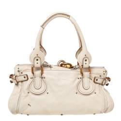 Pre Owned Chloe Cream Leather Medium Paddington Satchel