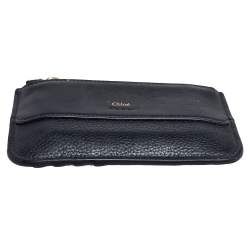 Pre Owned Chloe Black Leather Zip Card Holder