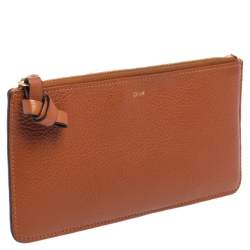Pre Owned Chloé Brown Leather Zip Card case Wallet