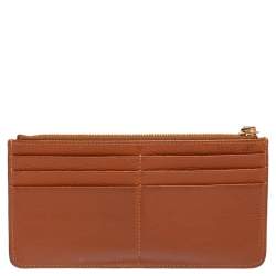 Pre Owned Chloé Brown Leather Zip Card case Wallet