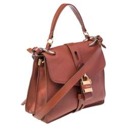 مملوكة مسبقًا Chloe Brown Leather Medium Aby Day Top Handle Bag