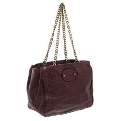 Pre Owned Chloe Burgundy Leather Chain Tote 