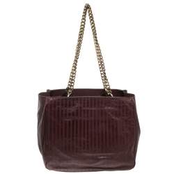 Pre Owned Chloe Burgundy Leather Chain Tote 