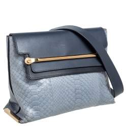 Pre Owned Chloe Tri Color Python And Leather Medium Clare Shoulder Bag