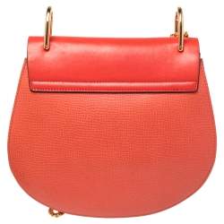 Pre Owned حقيبة كتف كلوي درو جلد برتقالي مرجاني متوسطة