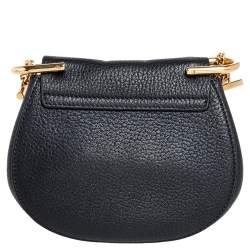 مملوكة مسبقًا Chloe Black Grained Leather Nano Drew Shoulder Bag