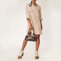 Pre Owned Chloe Metallic Brown Leather Mini Paddington Bag