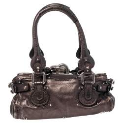 Pre Owned Chloe Metallic Brown Leather Mini Paddington Bag