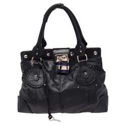 Pre Owned Chloe Black Leather Plexo Paddington Tote