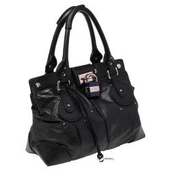 Pre Owned Chloe Black Leather Plexo Paddington Tote