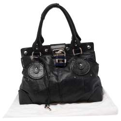 Pre Owned Chloe Black Leather Plexo Paddington Tote