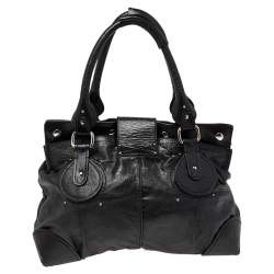 Pre Owned Chloe Black Leather Plexo Paddington Tote