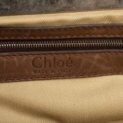 Pre Owned Chloe Metallic Beige/Grey Snakeskin Kisslock Frame Satchel