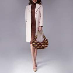 مملوكة مسبقًا Chloe Purple Beaded Canvas Ring Handle Hobo