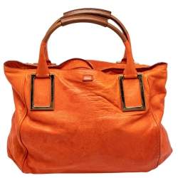 Pre Owned Chloe Orange Leather Large Ethel Tote