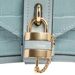 Pre Owned حقيبة كتف كلوي ميني آبي جلد بنقشة التمساح أخضر فاتح