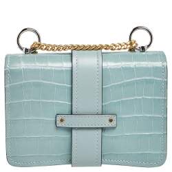 Pre Owned حقيبة كتف كلوي ميني آبي جلد بنقشة التمساح أخضر فاتح