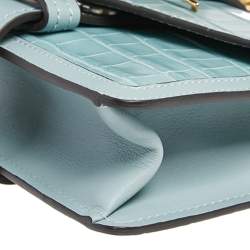 Pre Owned حقيبة كتف كلوي ميني آبي جلد بنقشة التمساح أخضر فاتح