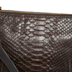 Pre Owned حقيبة ساتشل كلوي مارسي جلد ثعبان وجلد بني شوكولاته متوسطة