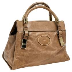Pre Owned Chloe Brown Leather Zip Satchel