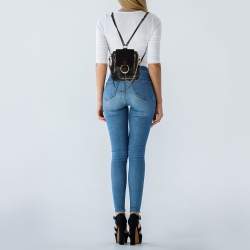 Pre Owned Chloe Black Leather and Suede Mini Faye Day Backpack