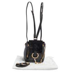 Pre Owned Chloe Black Leather and Suede Mini Faye Day Backpack