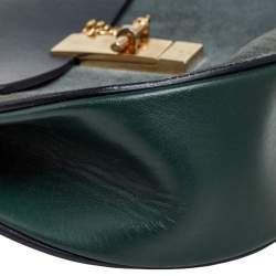 Pre Owned Chloe Grey/Green Leather and Suede Medium Drew Shoulder Bag
