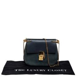 Pre Owned Chloe Grey/Green Leather and Suede Medium Drew Shoulder Bag