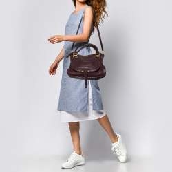 Pre Owned Chloe Burgundy Leather Medium Marcie Satchel