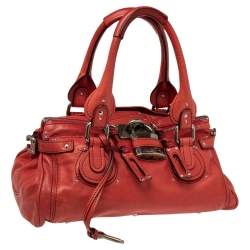 Pre Owned Chloe Crimson Red Leather Medium Paddington Satchel