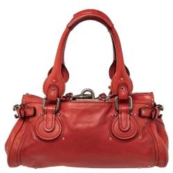Pre Owned Chloe Crimson Red Leather Medium Paddington Satchel