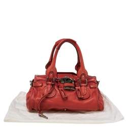 Pre Owned Chloe Crimson Red Leather Medium Paddington Satchel
