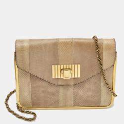 Pre Owned Chloe Beige Ayers and Karung Sally Shoulder Bag
