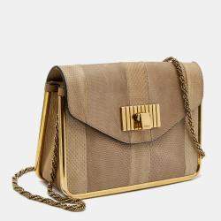 Pre Owned Chloe Beige Ayers and Karung Sally Shoulder Bag