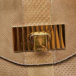 Pre Owned Chloe Beige Ayers and Karung Sally Shoulder Bag