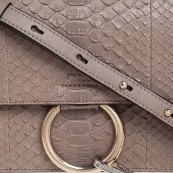 Pre Owned حقيبة كتف كلوي فايي جلد وجلد ثعبان رمادي صغيرة