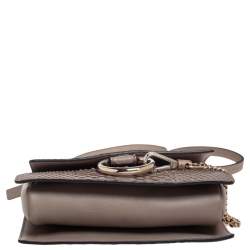 Pre Owned حقيبة كتف كلوي فايي جلد وجلد ثعبان رمادي صغيرة