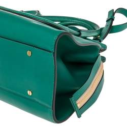 Pre Owned Chloe Green Leather and Snakeskin Trim Medium Everston Satchel