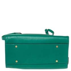 Pre Owned Chloe Green Leather and Snakeskin Trim Medium Everston Satchel