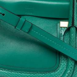 Pre Owned Chloe Green Leather and Snakeskin Trim Medium Everston Satchel