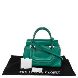 Pre Owned Chloe Green Leather and Snakeskin Trim Medium Everston Satchel