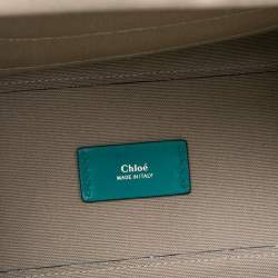 Pre Owned Chloe Green Leather and Snakeskin Trim Medium Everston Satchel