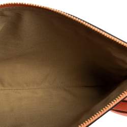 Chloe Grey/Orange Leather Top Zip Pouch 