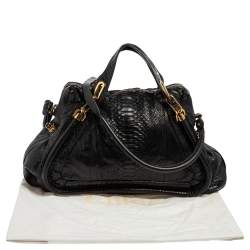 Pre Owned Chloe Black Python and Leather Medium Paraty Shoulder Bag